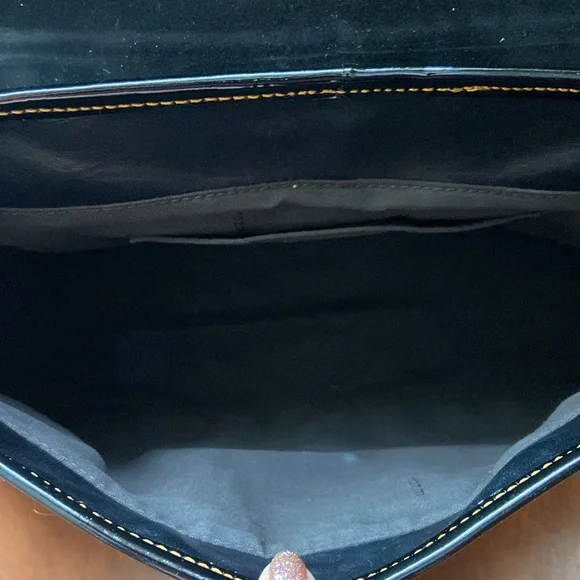 Fendi B Bag Purse in Black Patent Leather with Orange Contrast Top Stitching - Picture 9 of 16